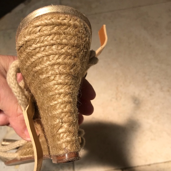 LANVIN Gold Rope Espadrille Wedge Sandals - Picture 7 of 8